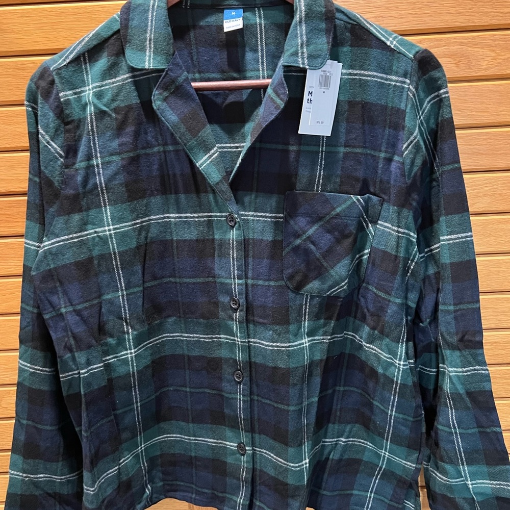 Plaid Button-Up pajama set women’s